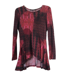 Robert Kitchen Pink Red-Black Boho Soft Jersey Smock Top